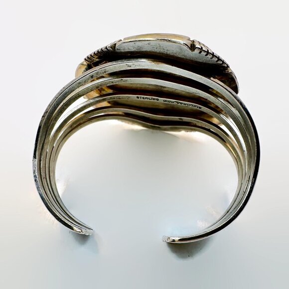 Vintage Turquoise Cuff Sterling Silver Native American Navajo Rita Touchine - Picture 7 of 10